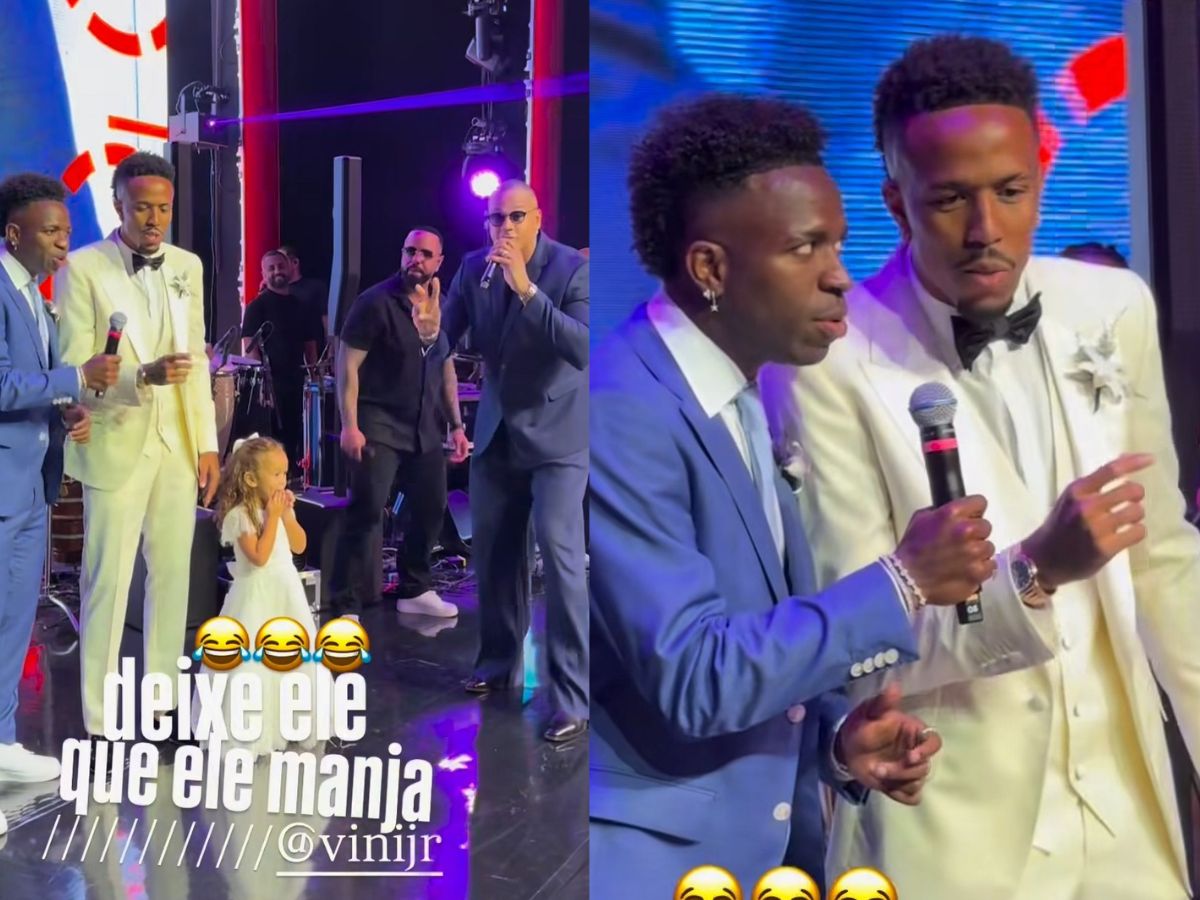 Vini Jr. ataca de cantor e solta a voz ao lado de Léo Santana no casamento de Tainá e Militão Vini Jr. ataca de cantor e solta a voz ao lado de Léo Santana no casamento de Tainá e Militão