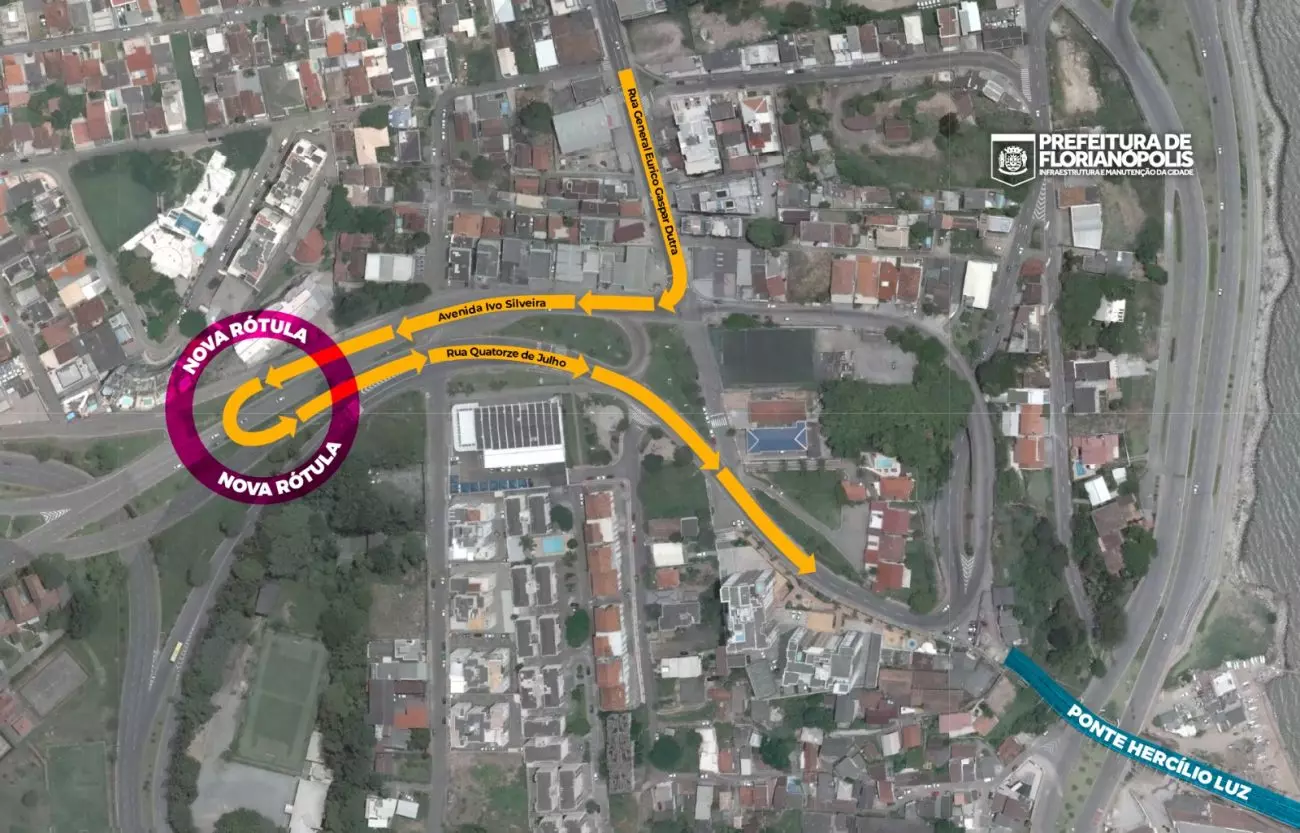Nova rótula é liberada em Florianópolis e muda o trânsito da ponte Hercílio Luz Nova rótula é liberada em Florianópolis e muda o trânsito da ponte Hercílio Luz