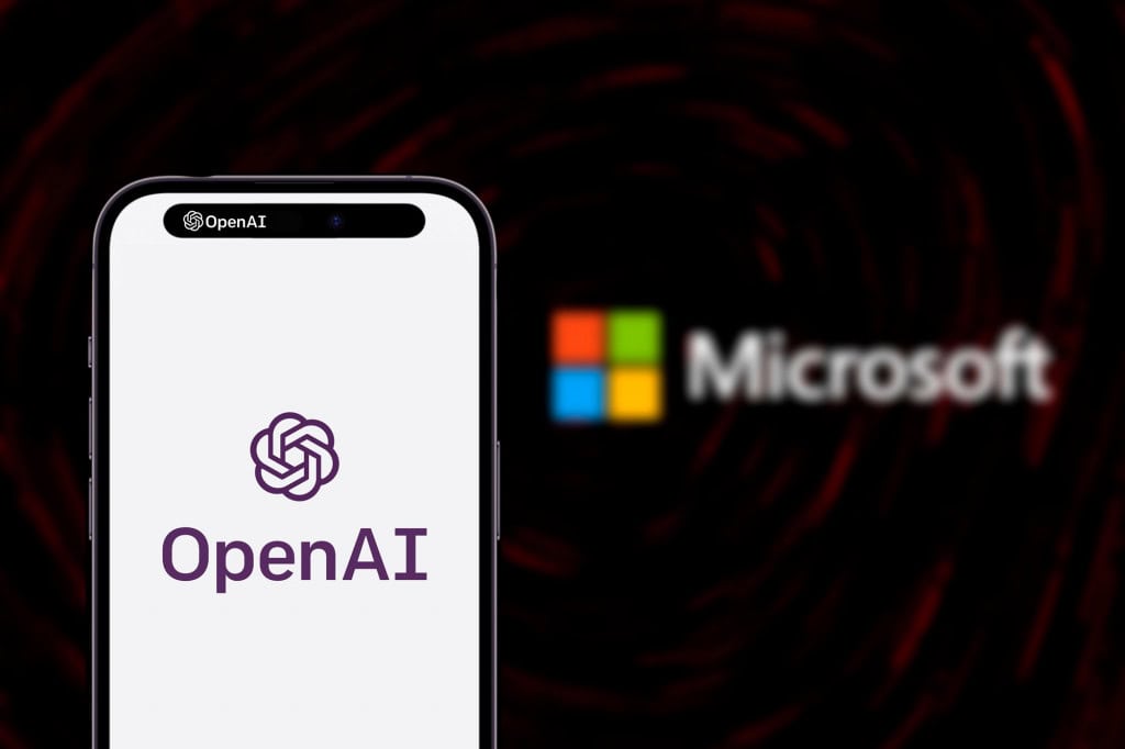 Logos de OpenAI e Microsoft